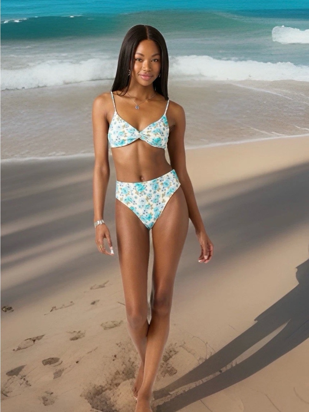 O'Neill Villa Coastal Floral Malibu Bikini Top - Sz S NWT